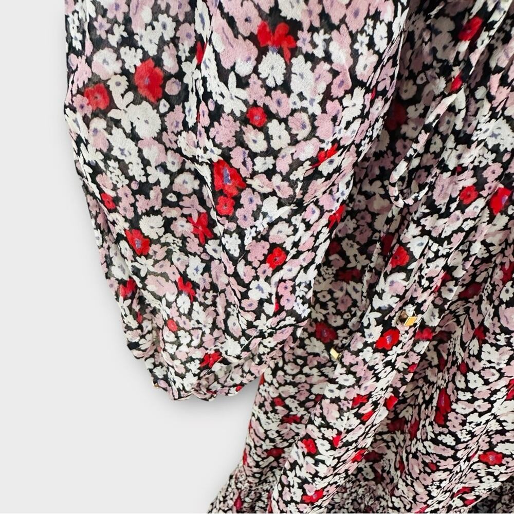 Anthropologie Magali Pascal Kazane Midi Dress Women’s Size XS Black Red Floral - Picture 11 of 15